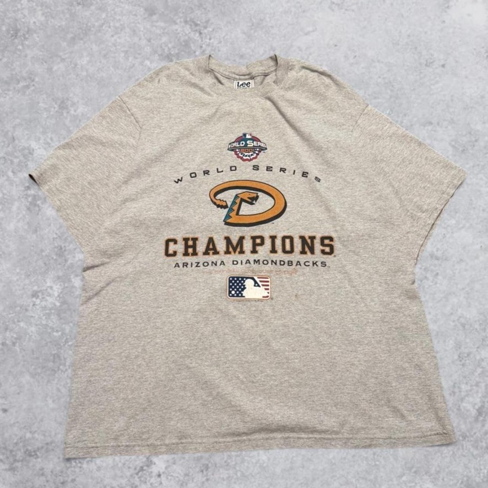 Vintage 2001 Arizona Diamondbacks World Series Champions T-Shirt Lee Sport Grey